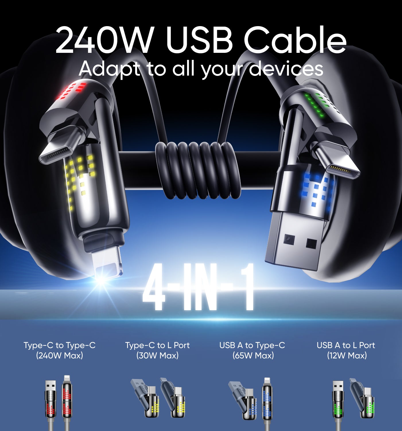 š„ Final 2 Hours Only |ā”4-in-1 USB Charging Cable mFish fast charging