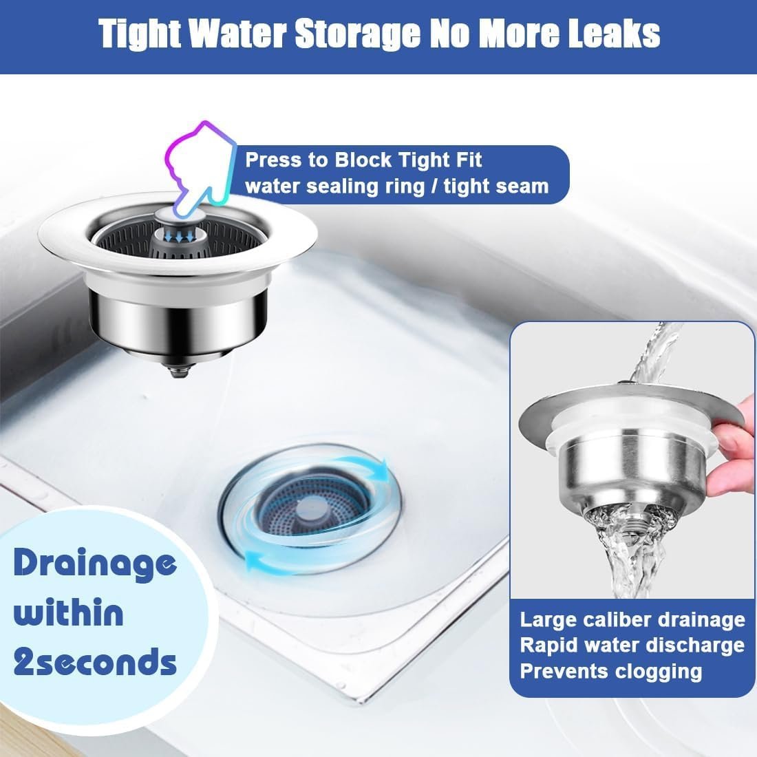 ⏰ Final 3 Hours Sale – DivGlow™ 🏆 Upgraded 3 in 1 Kitchen Sink Drain Strainer 🔥 Buy More Save More!