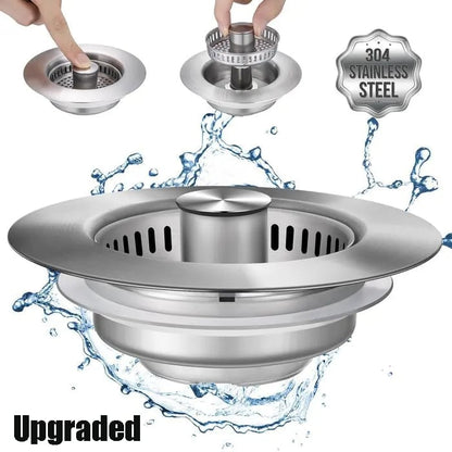 ⏰ Final 3 Hours Sale – DivGlow™ 🏆 Upgraded 3 in 1 Kitchen Sink Drain Strainer 🔥 Buy More Save More!