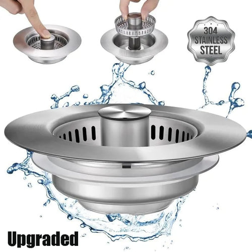 ⏰ Final 3 Hours Sale – DivGlow™ 🏆 Upgraded 3 in 1 Kitchen Sink Drain Strainer 🔥 Buy More Save More!