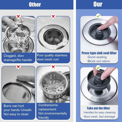 ⏰ Final 3 Hours Sale – DivGlow™ 🏆 Upgraded 3 in 1 Kitchen Sink Drain Strainer 🔥 Buy More Save More!