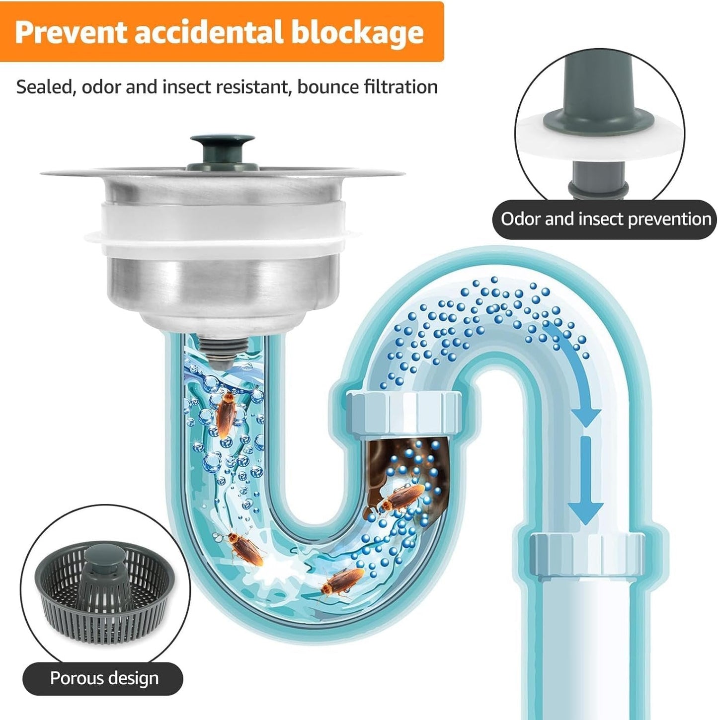 ⏰ Final 3 Hours Sale – DivGlow™ 🏆 Upgraded 3 in 1 Kitchen Sink Drain Strainer 🔥 Buy More Save More!