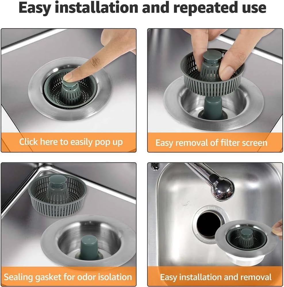 ⏰ Final 3 Hours Sale – DivGlow™ 🏆 Upgraded 3 in 1 Kitchen Sink Drain Strainer 🔥 Buy More Save More!