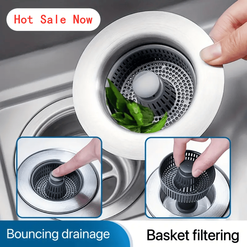 ⏰ Final 3 Hours Sale – DivGlow™ 🏆 Upgraded 3 in 1 Kitchen Sink Drain Strainer 🔥 Buy More Save More!