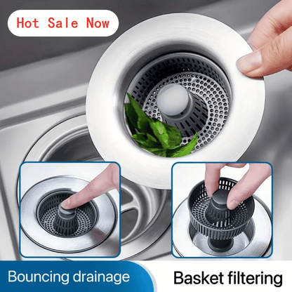 ⏰ Final 3 Hours Sale – DivGlow™ 🏆 Upgraded 3 in 1 Kitchen Sink Drain Strainer 🔥 Buy More Save More!